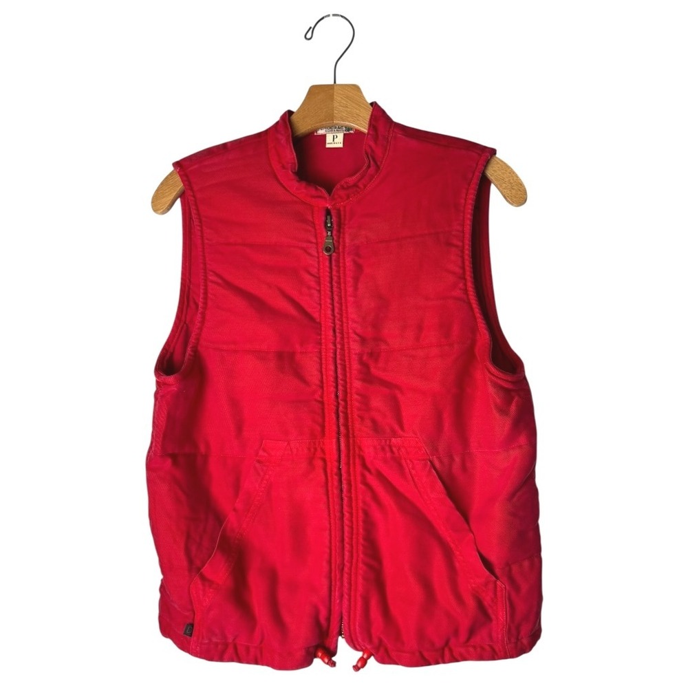 Democracy Vest Women Medium Petite Red Quilted Full Zip Outdoor Vintage Preppy